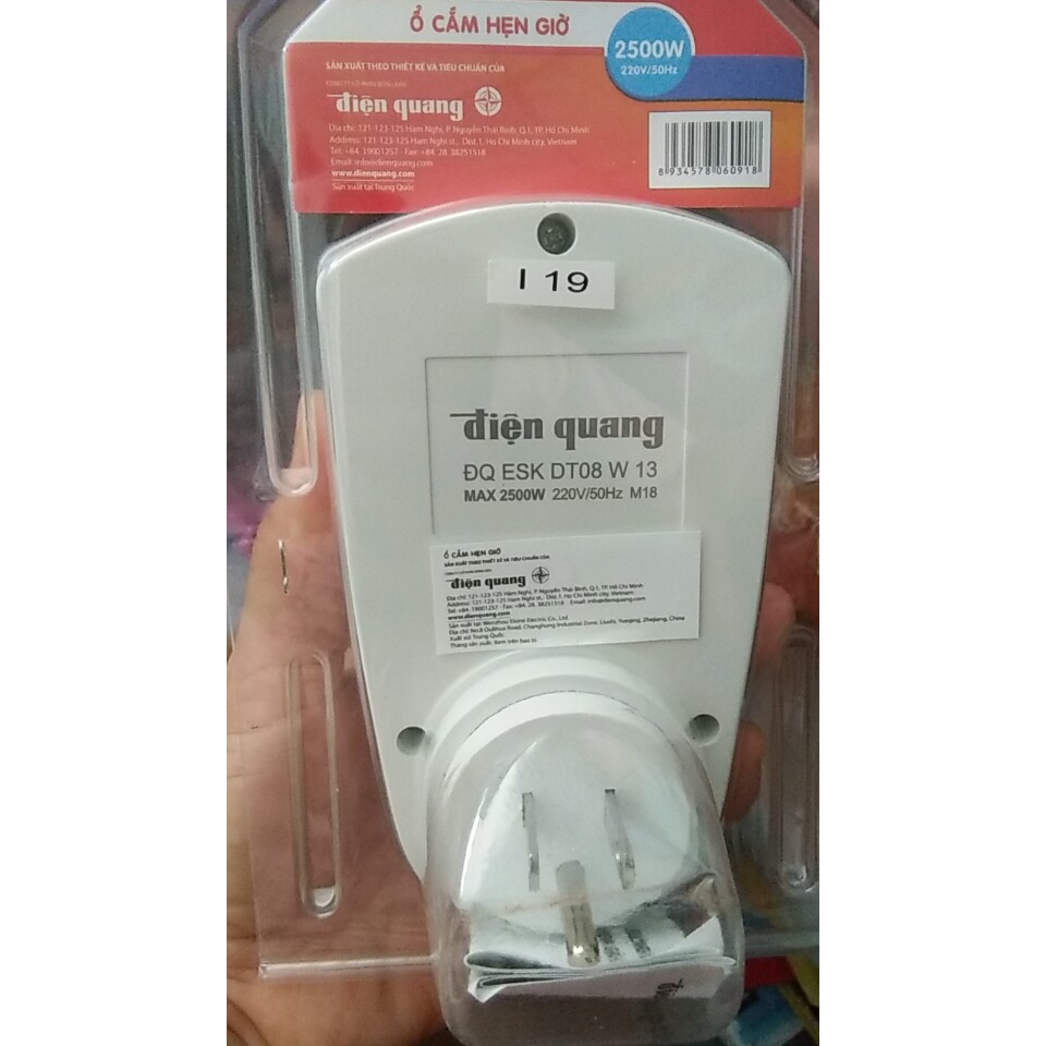 Ổ cấm hẹn giờ điện tử Điện Quang 2500W