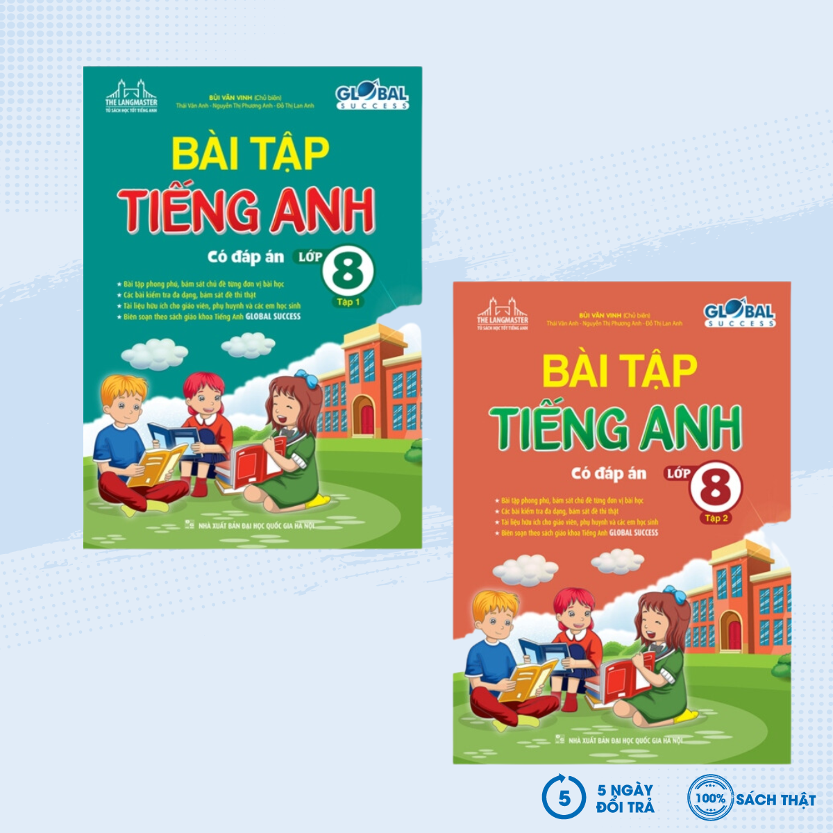 Sách - combo the langmaster - bài tập tiếng anh lớp 8 - tập 1 + 2 - global success - mt - newshop
