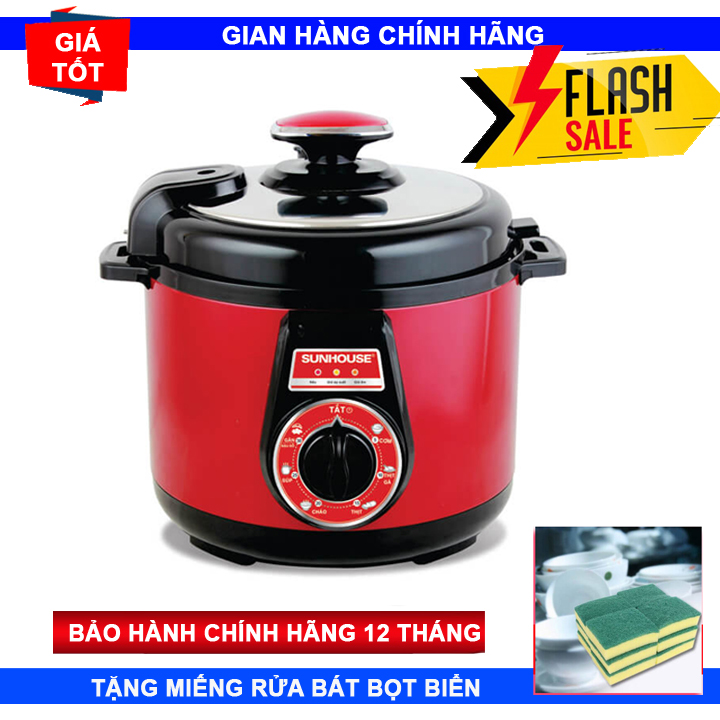 Nồi áp suất điện đa năng SUNHOUSE SHD1552 + Tặng miếng bọt biển rửa bát