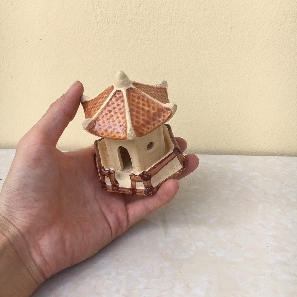 Tiểu cảnh Chùa Tròn mini gốm Bát tràng 1 size TC-23