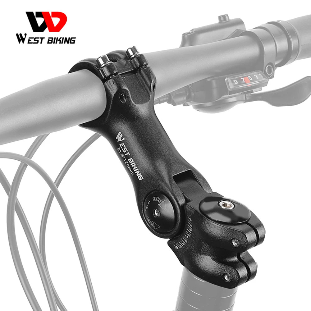 WEST BIKING Bike Stem Adjustable Angle Handlebar Riser Extension Adapter Easy Installation Road Mountain Bicycle Accessories