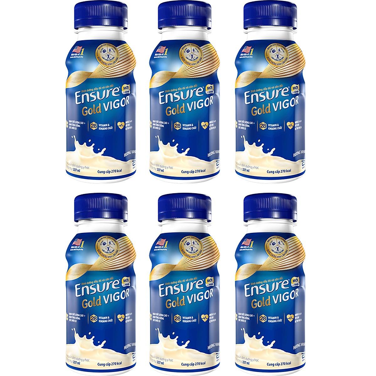 [Mẫu mới 2020]Bộ 6 Chai Sữa Nước Ensure Gold Vigor 237ml