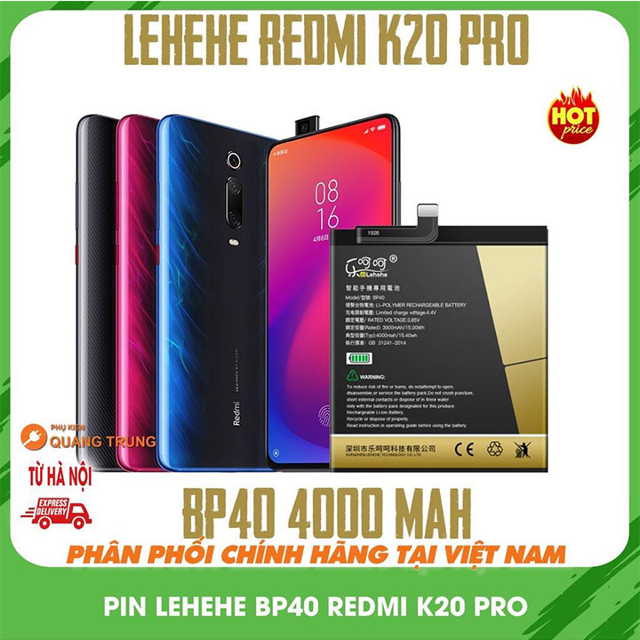 Pin xiaomi redmi K20/K20 pro,chính hãng Lehehe,tặng kèm tô vít
