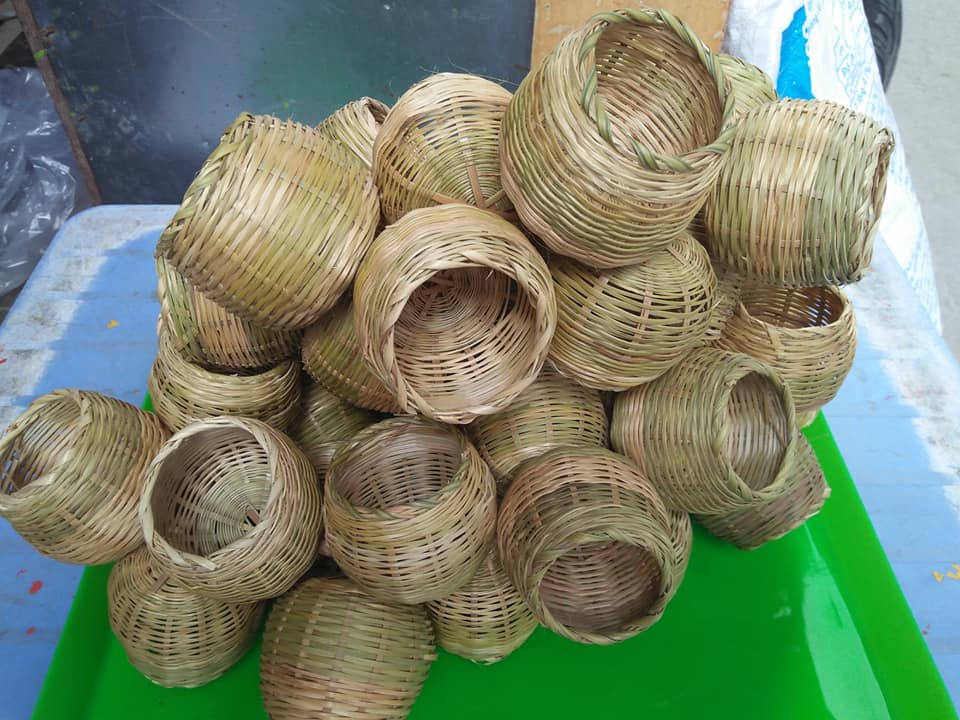 Combo 5 Cóng tre đựng kê, lúa cho cu gáy 6 cm