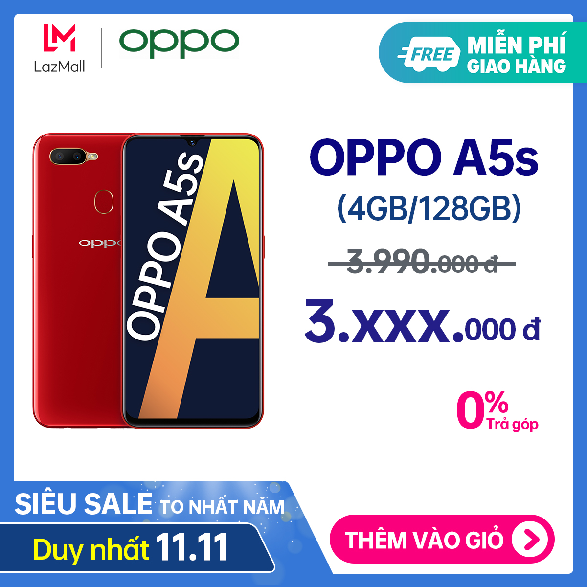 Điện thoại Oppo A5S -  3GB RAM, 32GB, 6.2 inch
