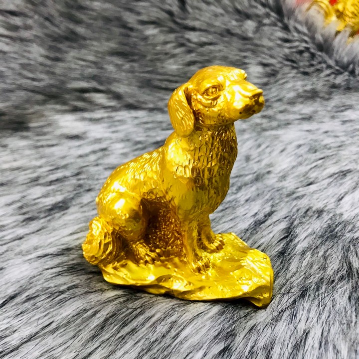 Tượng con chó vàng màu vàng - sp005238