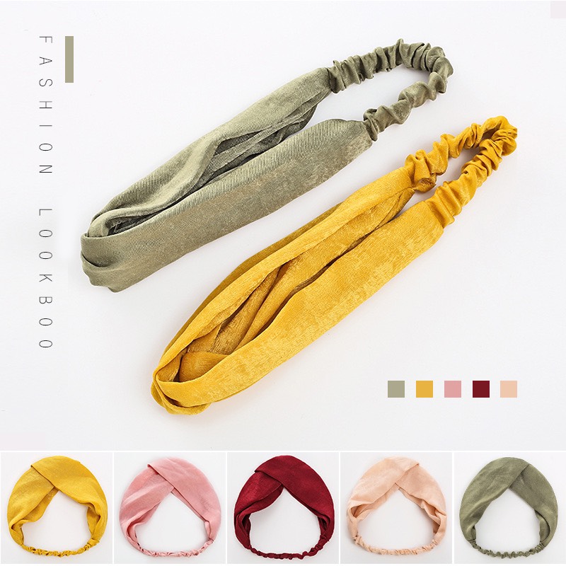 [HCM]Băng đô turban vải trơn phi bóng