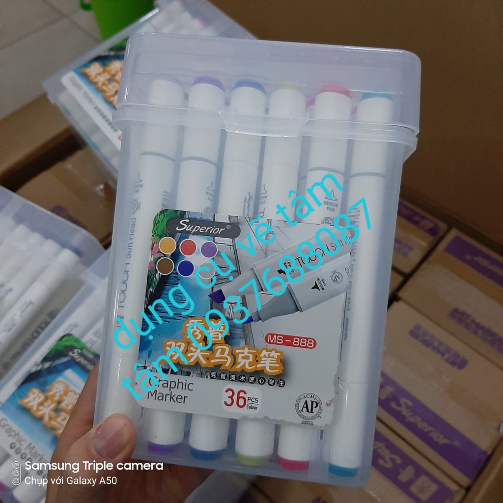 Marker touch soft head bộ 36 màu hộp nhựa -Dụng cụ vẽ Tâm Tâm