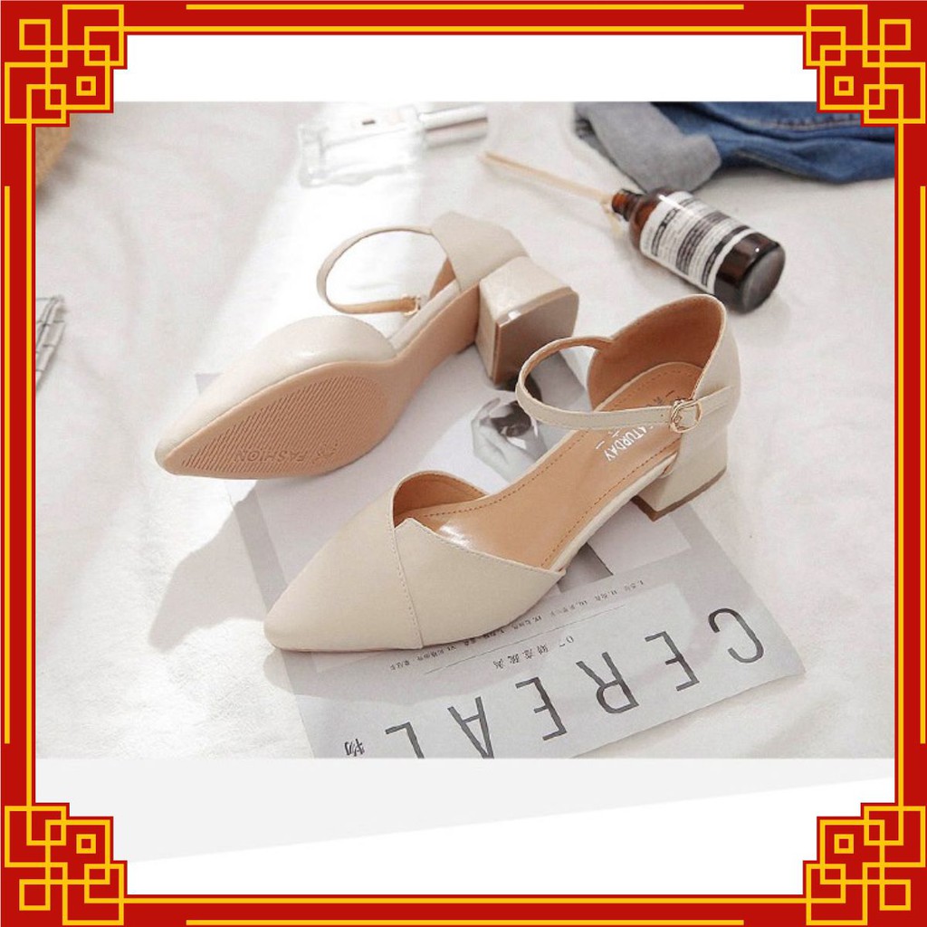 Giày cao gót mũi nhọn đế vuông 5 cm mã SHC26