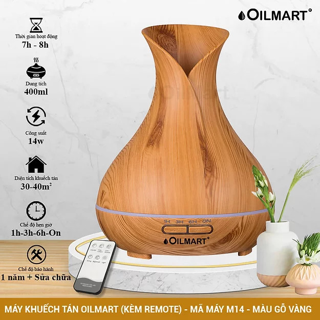 Máy xông tinh dầu oilmart phun sương, tạo ẩm, khuếch tán thơm phòng