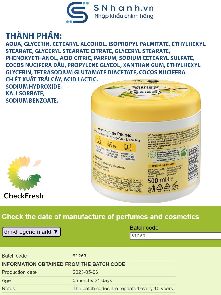 Kem dưỡng thể Balea Bodycreme, 500ml