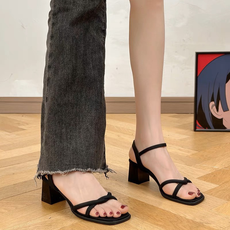 Sandal Cao Gót 7P quai chéo Giày Cao Gót Đế Vuông Basic  G99