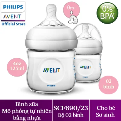 Bình sữa bằng nhựa Philips Avent không có BPA 125ml - đôi (SCF690/23)