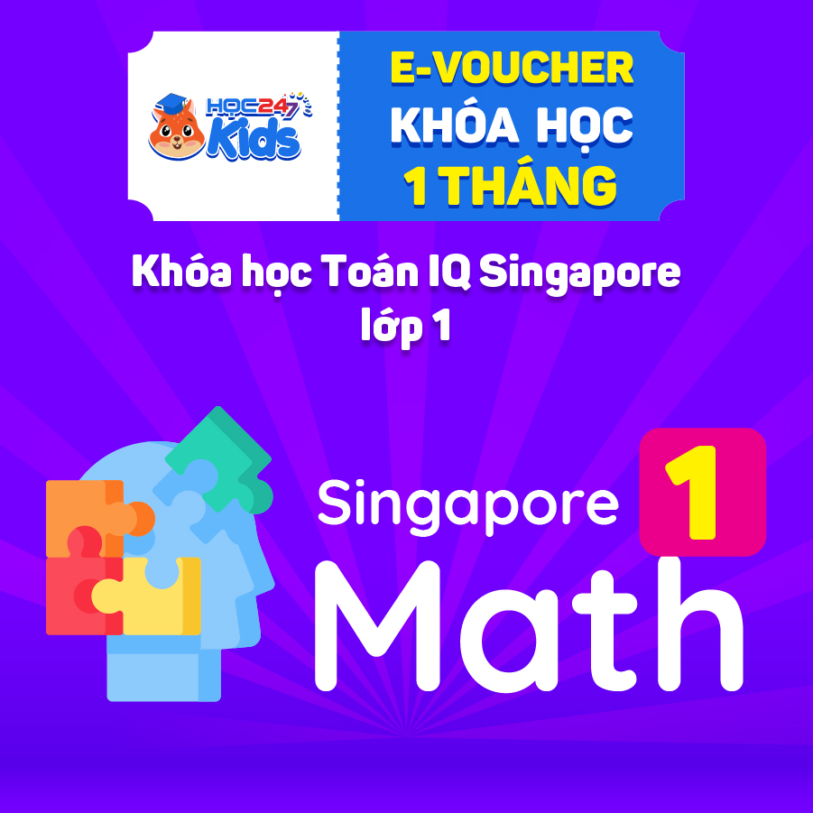 Toàn quốc [E-voucher] Combo khóa học Giỏi toàn diện Toán lớp 1 (1 tháng)  - App HOC247 Kids