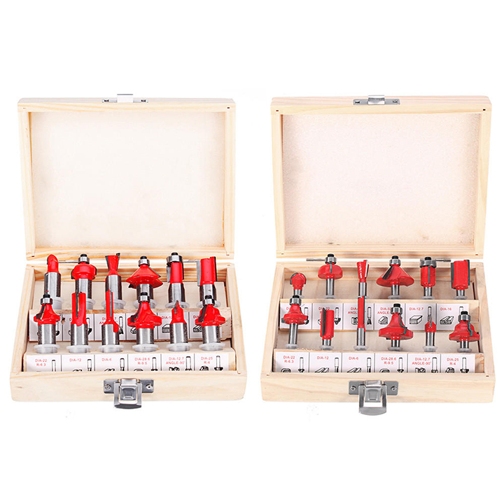 [HCM]Bộ 12 mũi phay gỗ cốt 6.35mm hoặc 12.7mm