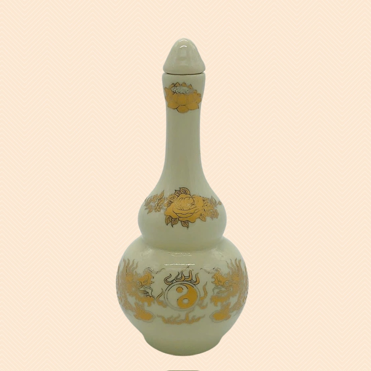Nậm thờ men vàng kim lưỡng long