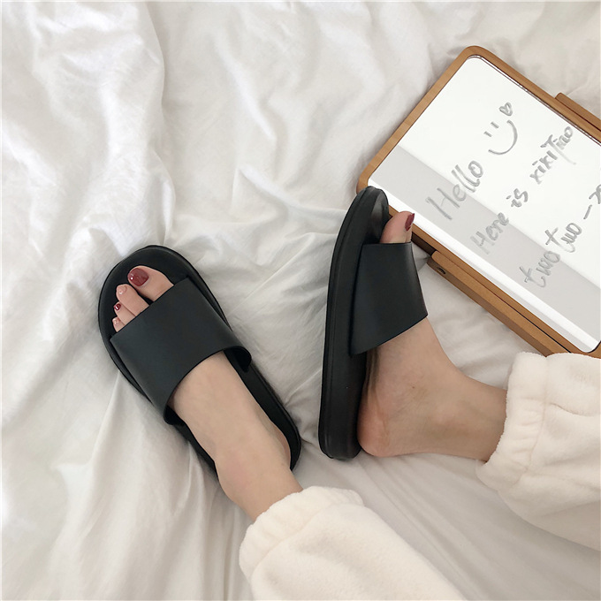 Dép lê quai ngang basic màu trơn Full đen, trắng