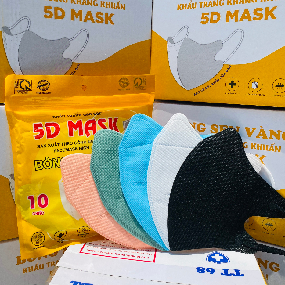 THÙNG 200 CHIẾC KHẨU TRANG 5D HỒNG PHÁT