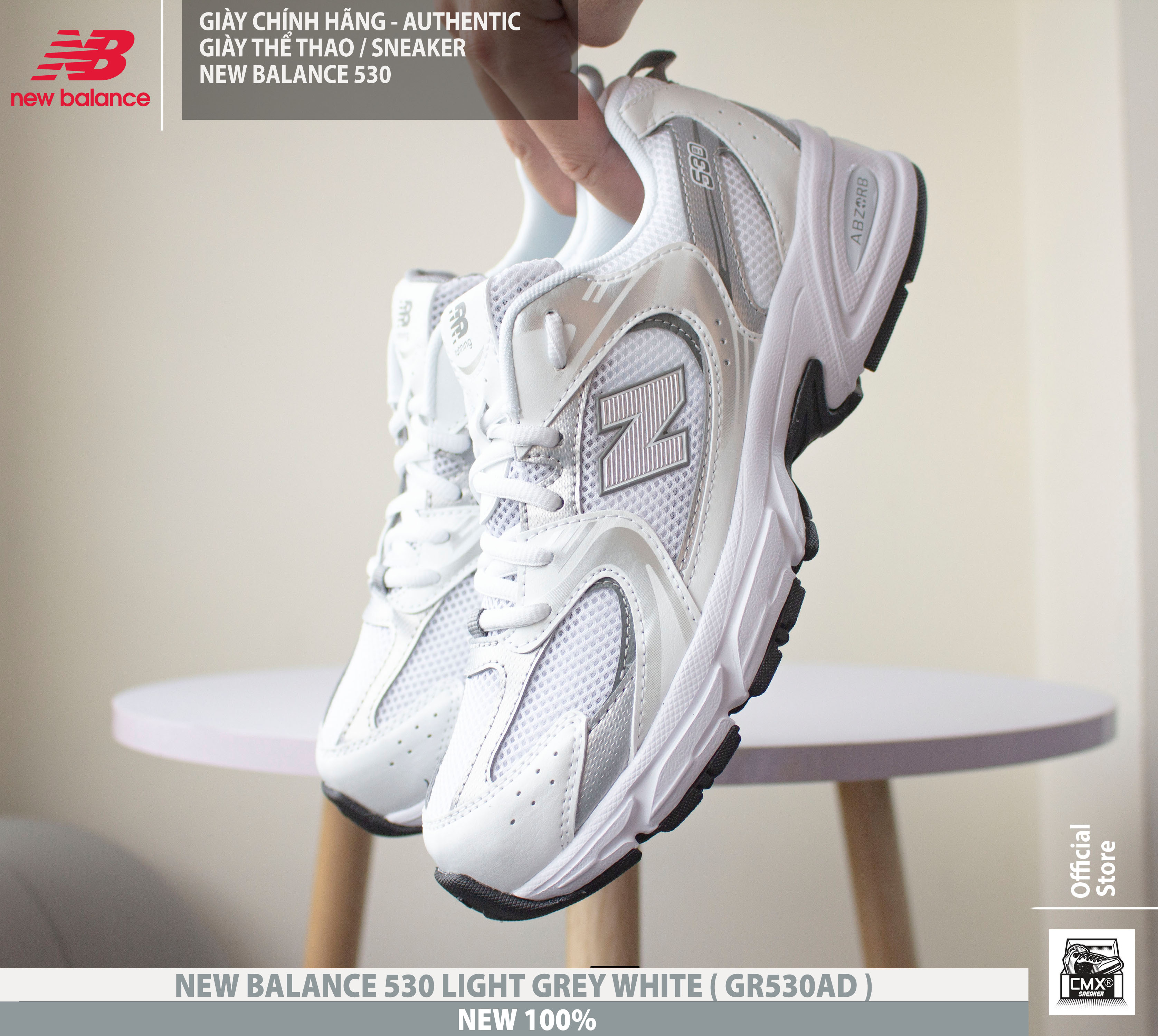 😘 [ HÀNG CHÍNH HÃNG CÓ SẴN ] Giày New Balance 530 LIGHT GREY WHITE ( GR530AD ) - AUTHENTIC 100%