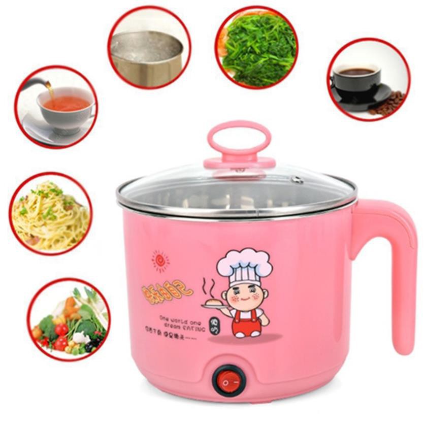 Nồi Lẩu Điện Mini, Nấu Mì 2 Tầng 18CM Kèm Giá Hấp Đa Năng Nướng, Luộc, Chiên Chống Dính Vấn Đá Tiện Lợi, Ca nấu mì mẫu mới màu 16CM
