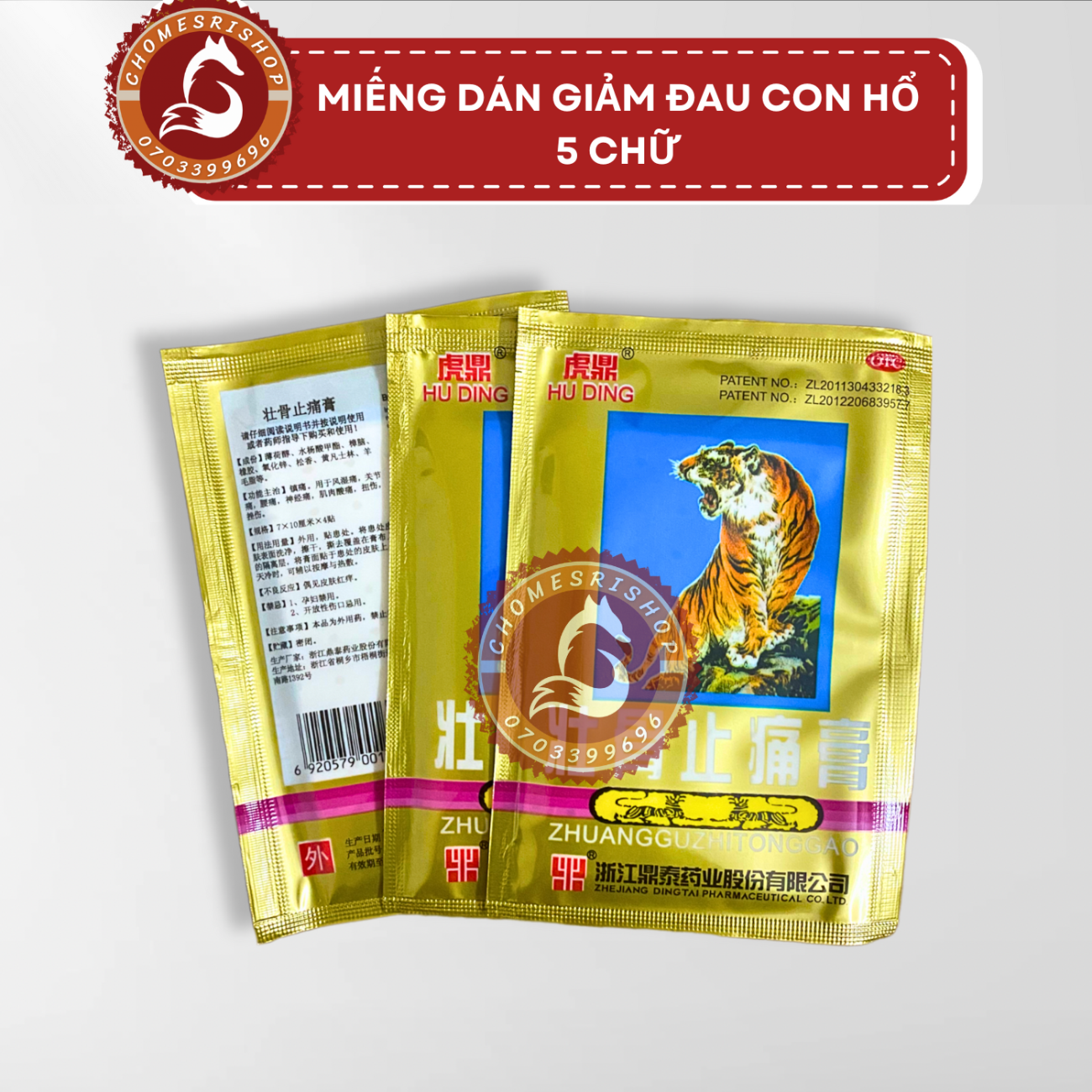 (Date mới ƞhất) Miếng dán giảm đau con hổ 5 chữ