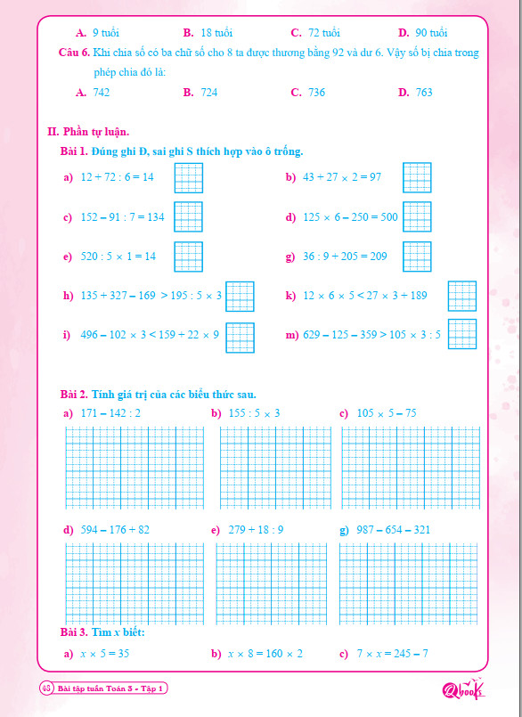 Sách - Bài Tập Tuần Toán 3 - Tập 2 (1 cuốn)