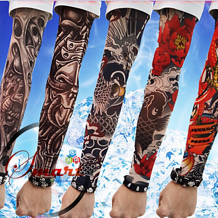 Combo 2 bộ găng tay hình xăm 1 bộ 2 cái thun co giãn 4 chiều