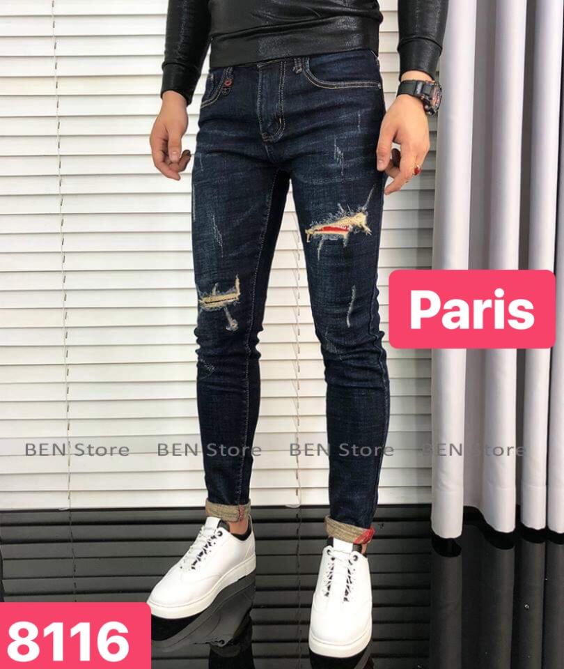 QUẦN JEAN NAM CHẤT BÒ XANH RÊU WASH VỆT ĐỎ THẦN THÁI -XANH RÊU TRƠN PR-17 CAO CẤP - PARIS FASHION