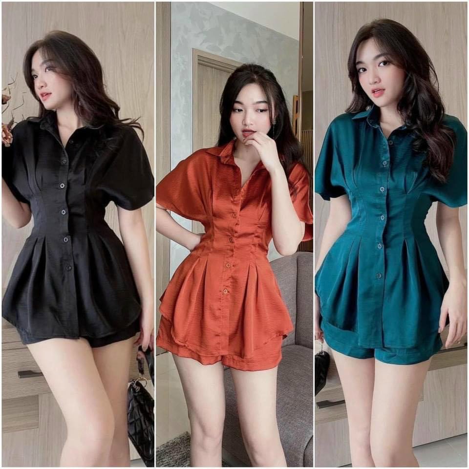 SÉT BỘ ĐÙI LỤA SƠ MI THỜI TRANG CỰC XINH