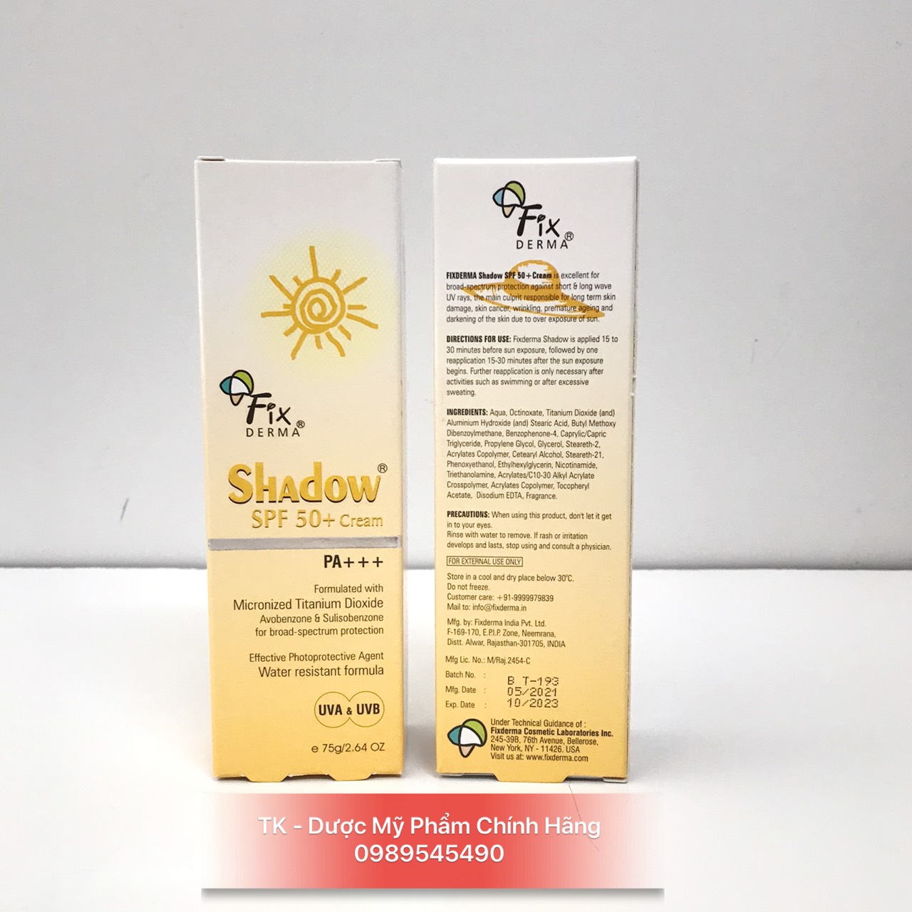 (CHÍNH HÃNG) Kem Chống Nắng Fixderma Shadow SPF 50+ - 75g