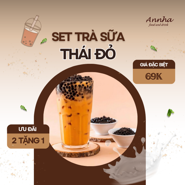 Set nguyên liệu trà sữa thái đỏ