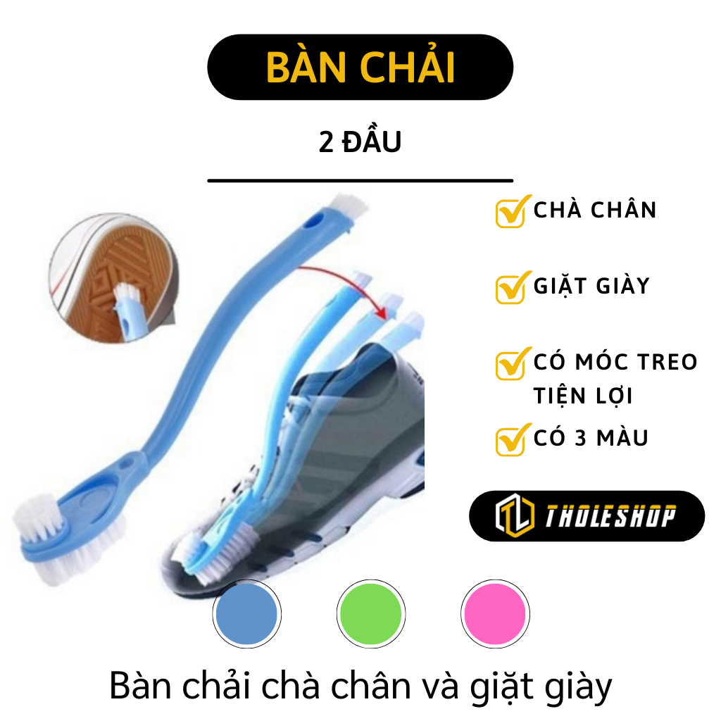Bàn chải chà giày chuyên dụng - Bàn chải 2 mặt trên dưới chà sạch giày và đuôi bàn chải làm sạch khe rãnh - Bàn chải chà nhà bếp, nhà tắm
