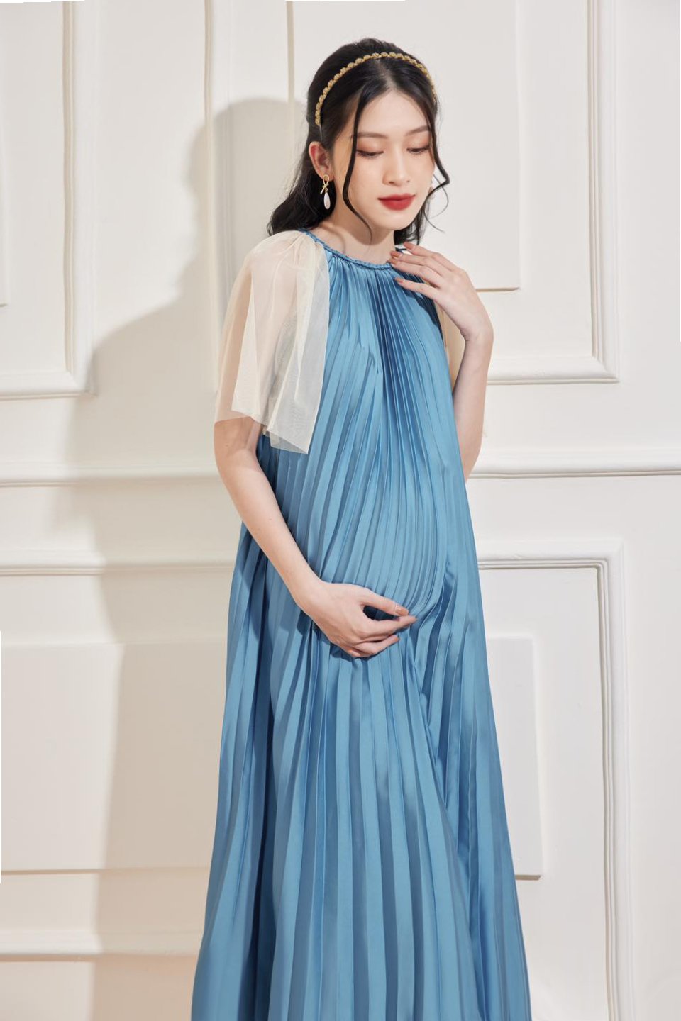 Đầm Bầu SACHIMOM - Váy Bầu Lụa Dập Li AUDREY DRESS