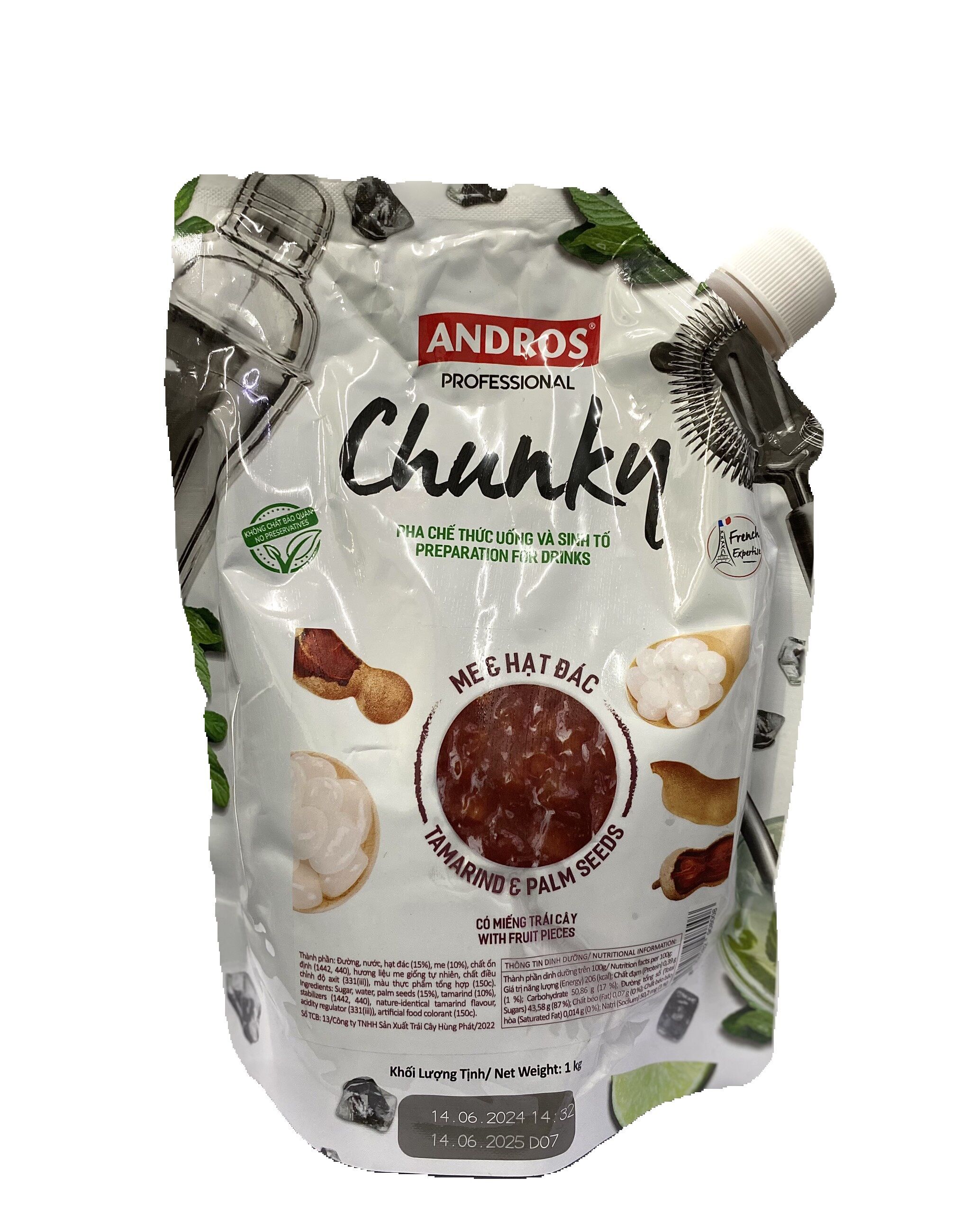 Andros professional chunky me & hạt đác túi 1kg siêu rẻ, siêu tiện lợi