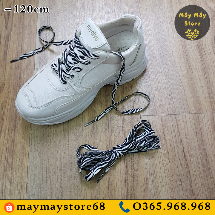 Dây Giày Dẹt Màu Trắng / Đen ~ 120cm