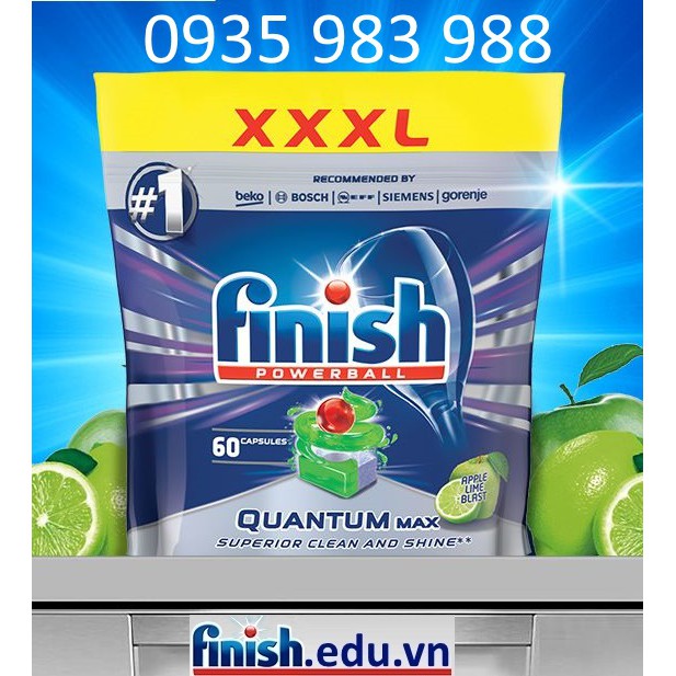 Viên rửa bát finish quantum max 60 viên - HANOIMART (Muối finish 1.2kg)