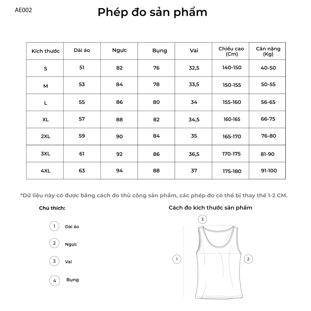 Áo ba lỗ nữ bigsize thương hiệu CLADA - Đen