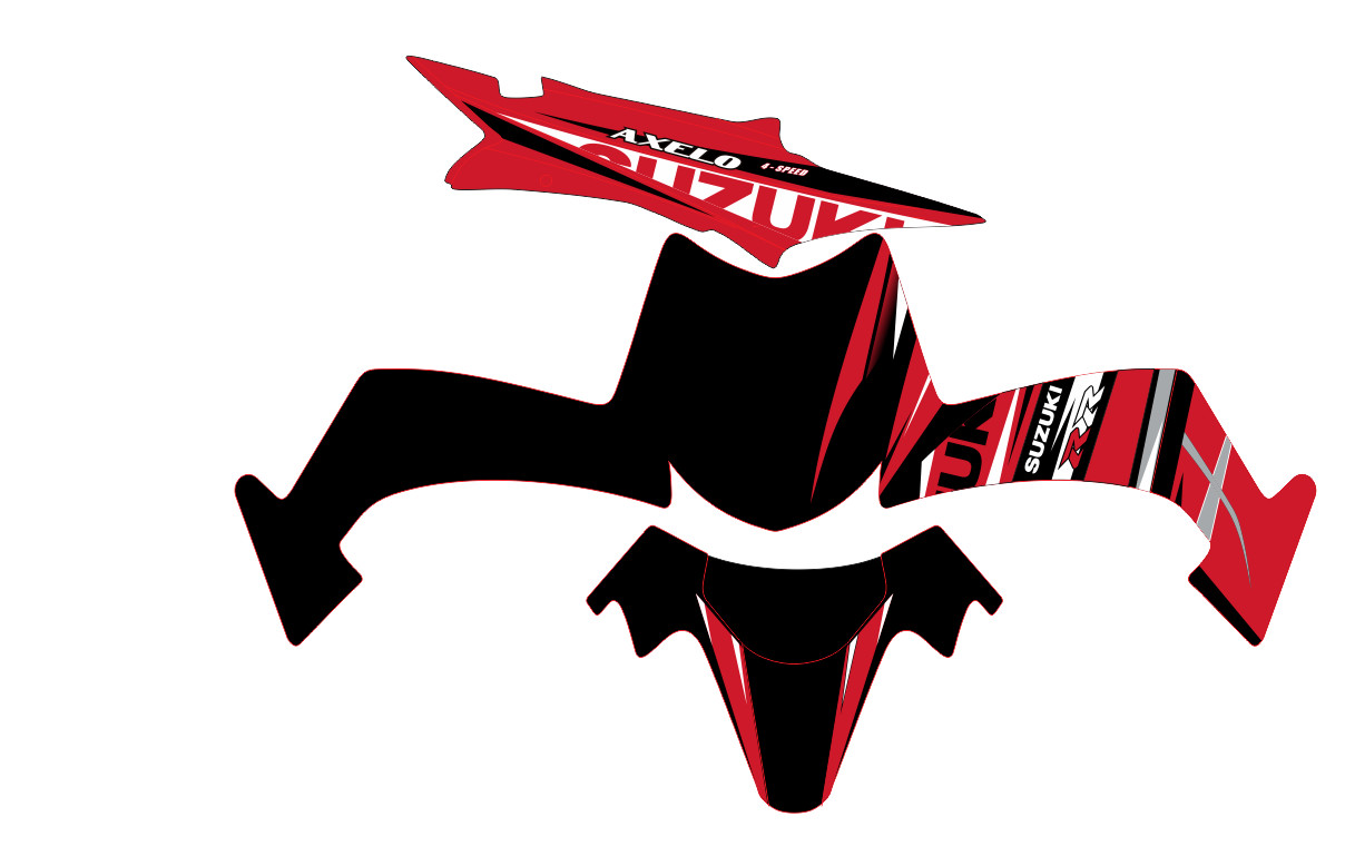Tem xe axelo suzuki RR đỏ đen tặng logo