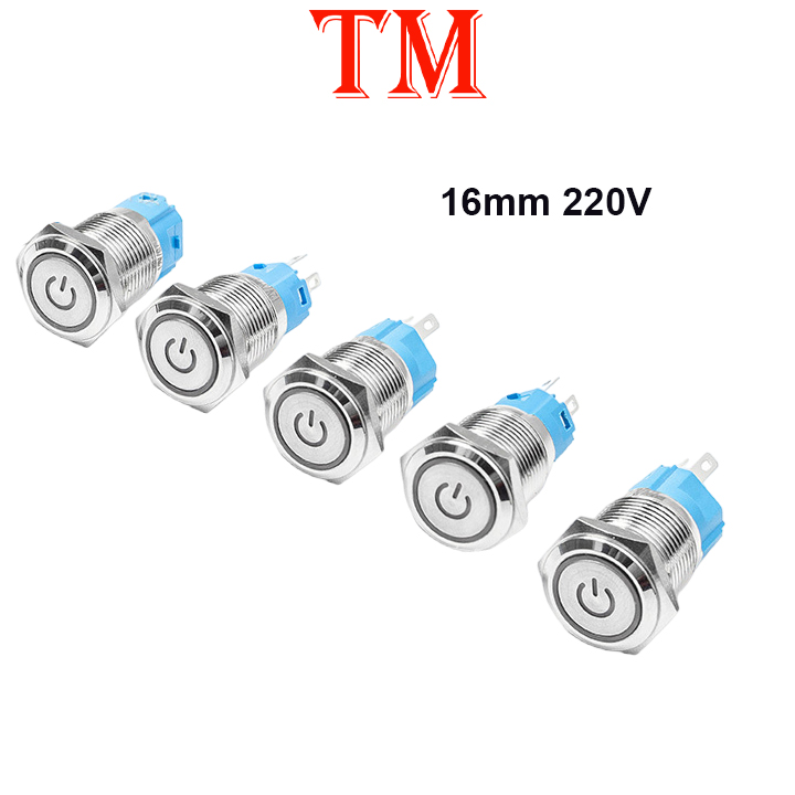 Nút nhấn giữ - nút nguồn có led 16mm 220V