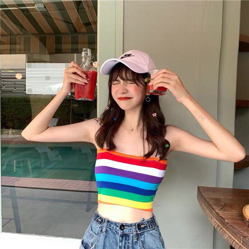 ÁO 2 DÂY 7 SẮC CẦU VỒNG,FREESHIP,Misol Boutiques