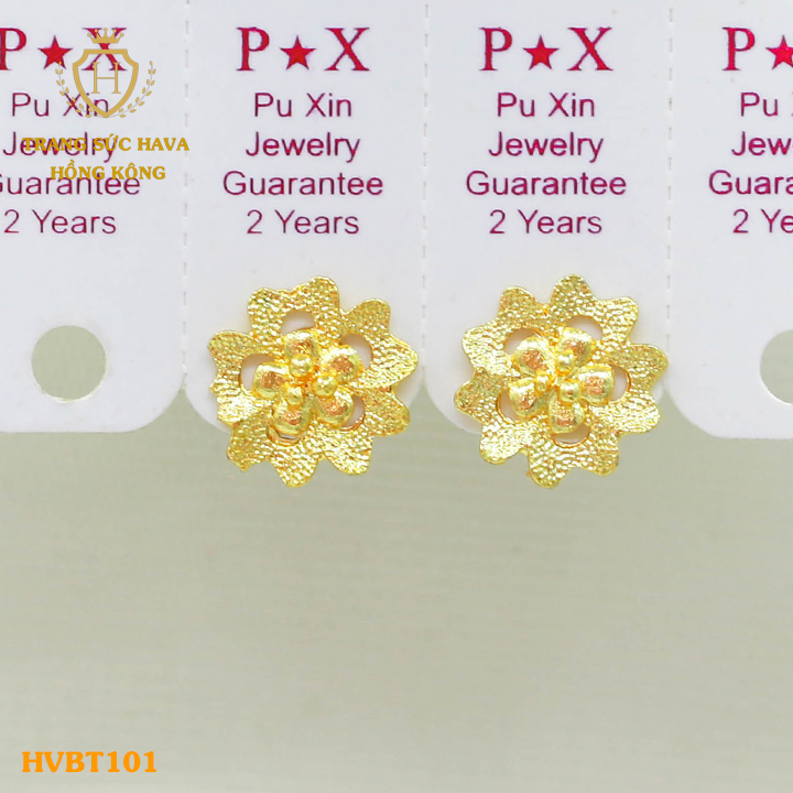 Ear rings, earrings female face flower titanium plating Gold non 10K, 18K, 24k real high-end (not tarnish Black)-Jewelry Hava Hong Kong