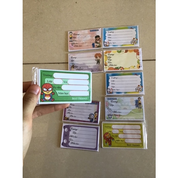 [Free Ship] - Tệp 10 Nhãn vở hình dễ thương