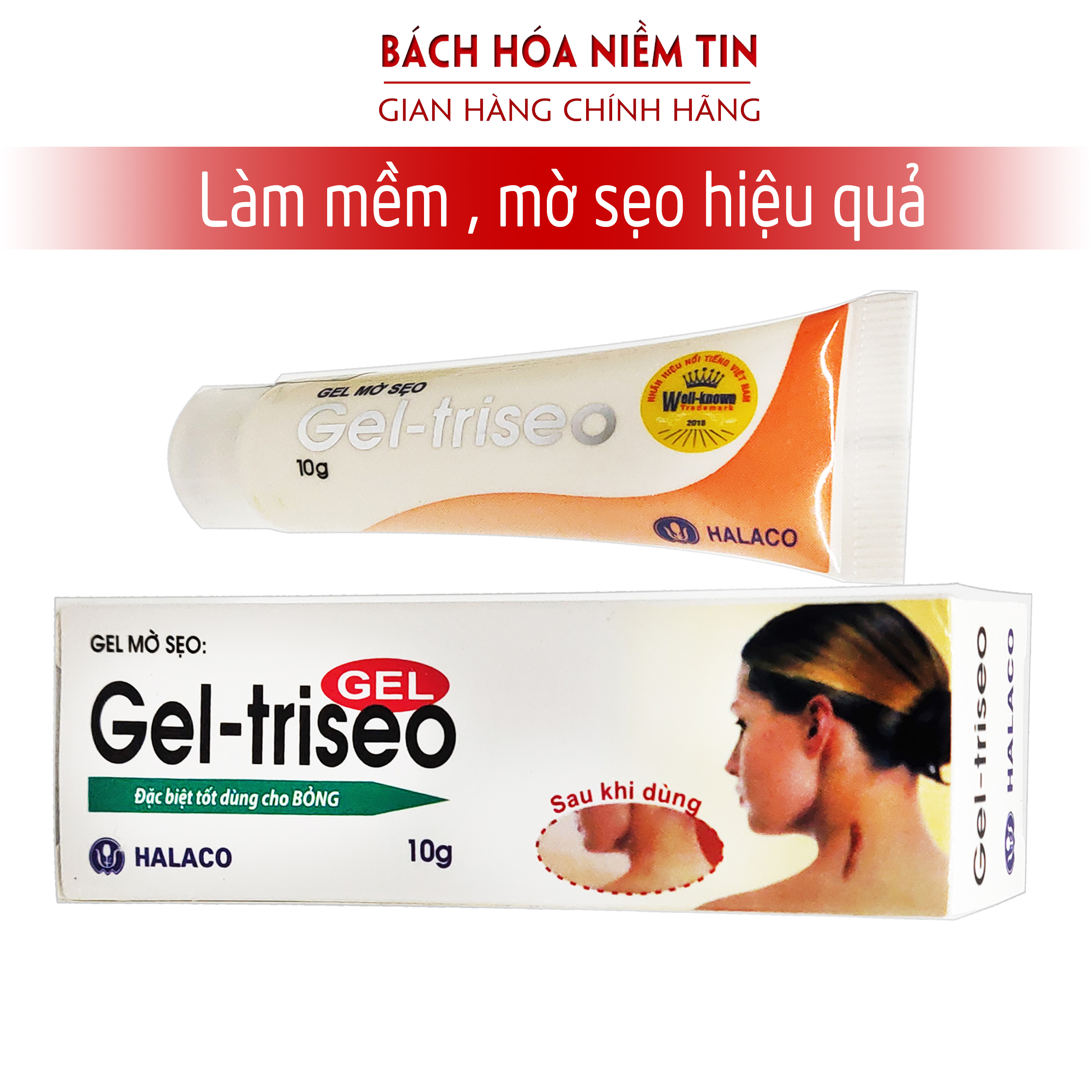 Gel mờ sẹo - giúp mờ sẹo, giảm nhăn da, giảm thâm nám - xóa các vết sẹo do bỏng - Tuýp 10g