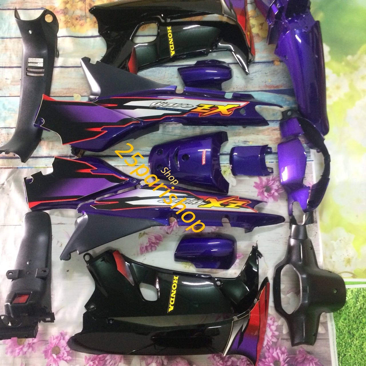 Bộ  Vỏ nhưa -  Dàn áo xe  Wave Alpha 110, Wave ZX , Wave nhỏ 110 đời xe 2000 đến 2005 Màu Tím -  nhựa ABS nguyên sinh