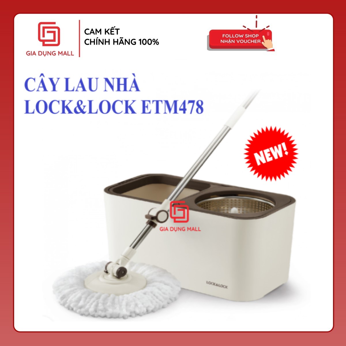 >> BÁO GIÁ BỘ CÂY LAU NHÀ XOAY TAY COMPACT SPIN MOP LOCK | Shopee Lazada Sendo Tiki mới nhất 32 Bộ Lau Nhà Xoay Tay Lock&Lock Dual Bucket Spin Mop ETM478 ( thùng giặt , cây , 2 bông lau)/ Thùng chứa được làm bằng chất liệu nhựa PP cao cấp