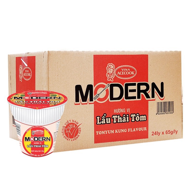 Mì Ly Modern Lẩu Thái Tôm Thùng 24 ly 65g