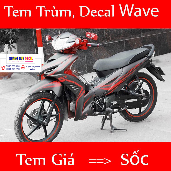 Tem trùm xe wave rsx đen chỉ đỏ - Độ dán team trùm decal xe máy wave rsx đen chỉ đỏ - Team trùm decal xe máy wave rẻ đẹp và chất