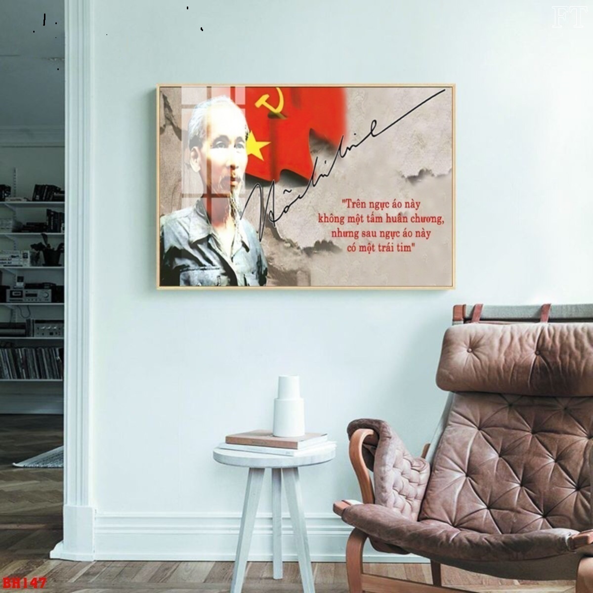 Tranh sẵn treo bác hồ và đảng 50x75cm chất liệu tráng gương