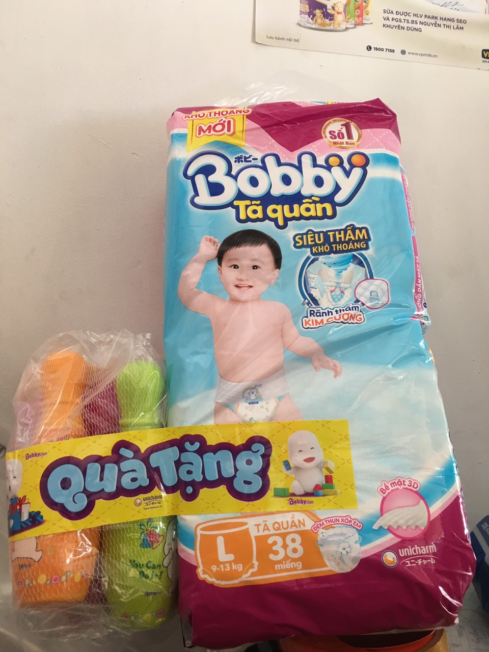 (Tặng bộ bolling)Tả quần Bobby size L 38 miếng