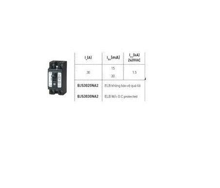 [HCM]PANASONIC - Bộ ngắt mạch an toàn Panasonic - BJS3020NA2 (30A - Dòng ngắt rò 15mA)